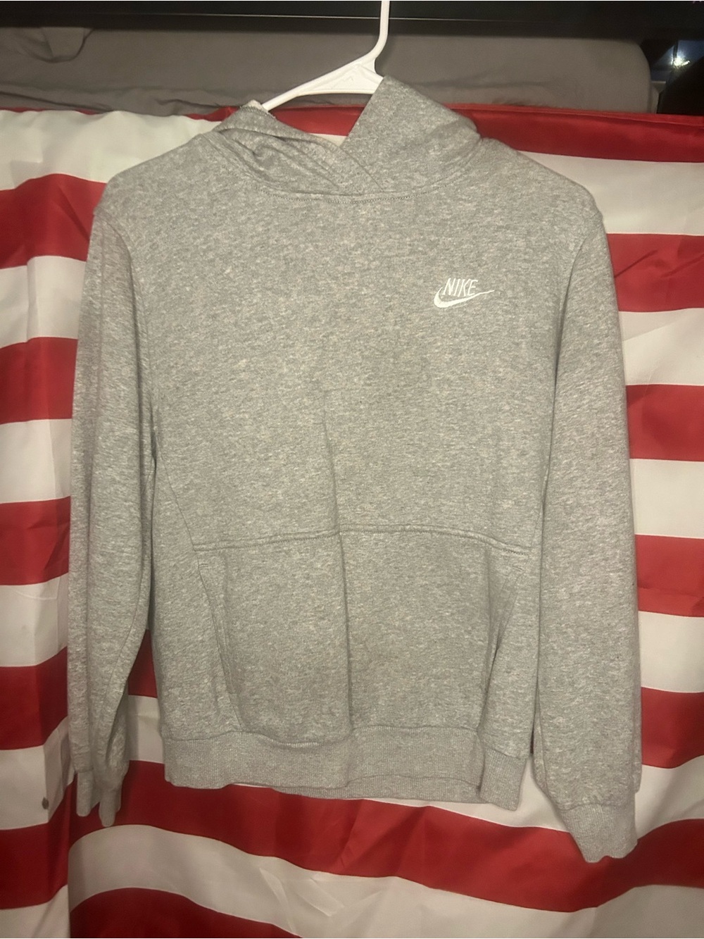 Nike Gray Heather Pullover Hoodie with Small Logo